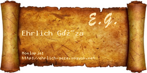 Ehrlich Géza névjegykártya